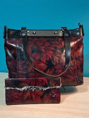 Patricia Nash Arden Tote from Rustic Mums Collection with Loxley Wallet